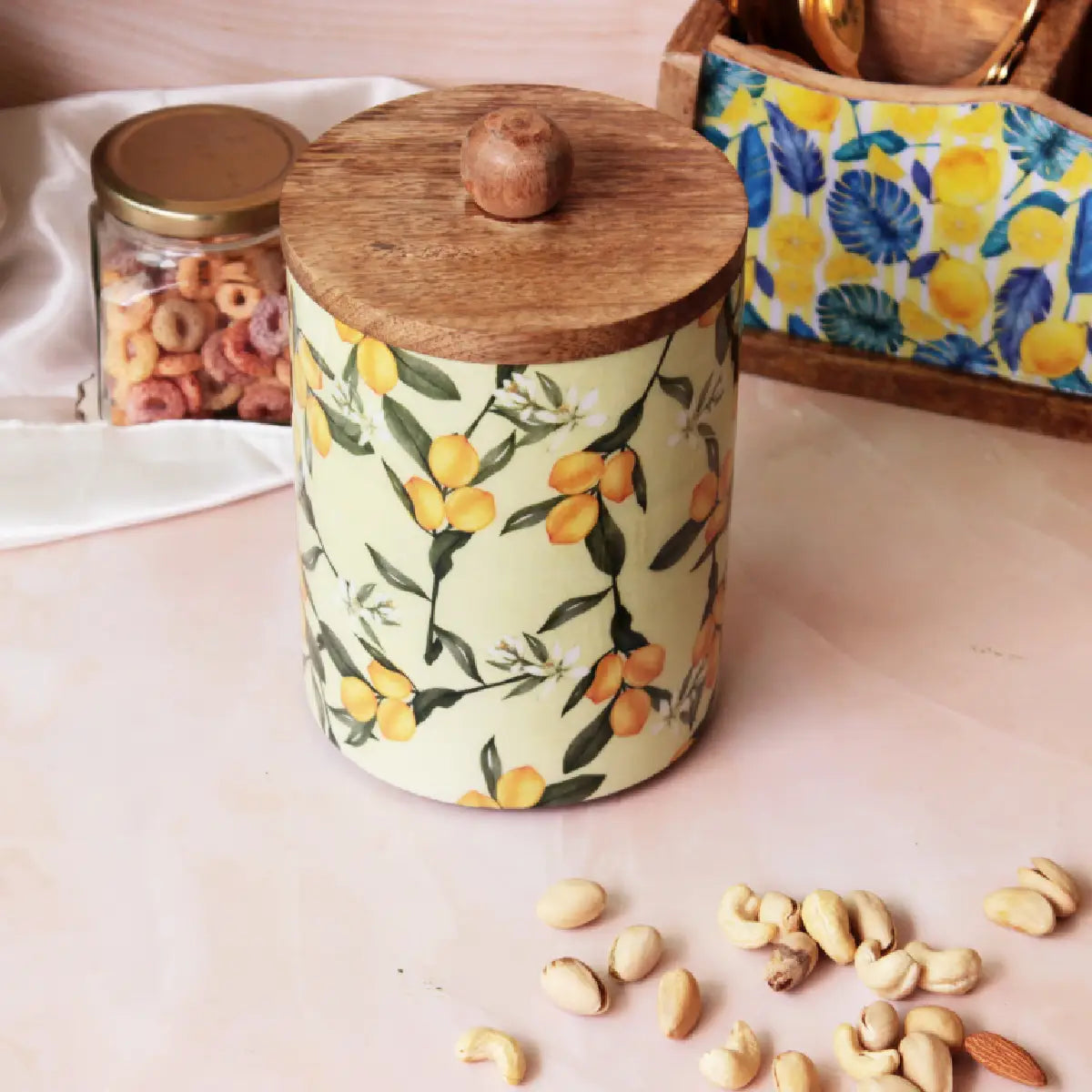 Citrus Bloom Wooden Lid Jar