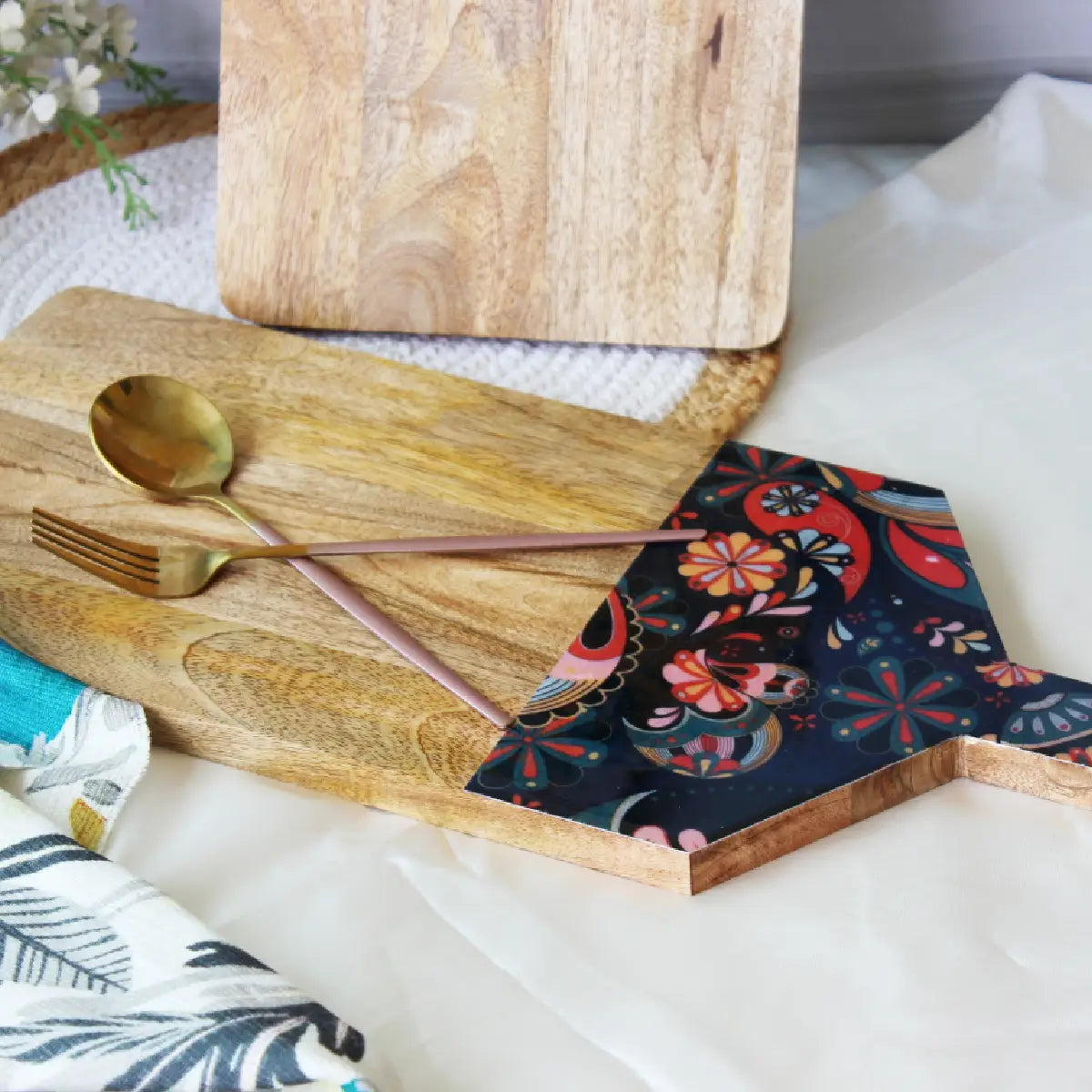 Paisley Wood Bat Serving Board