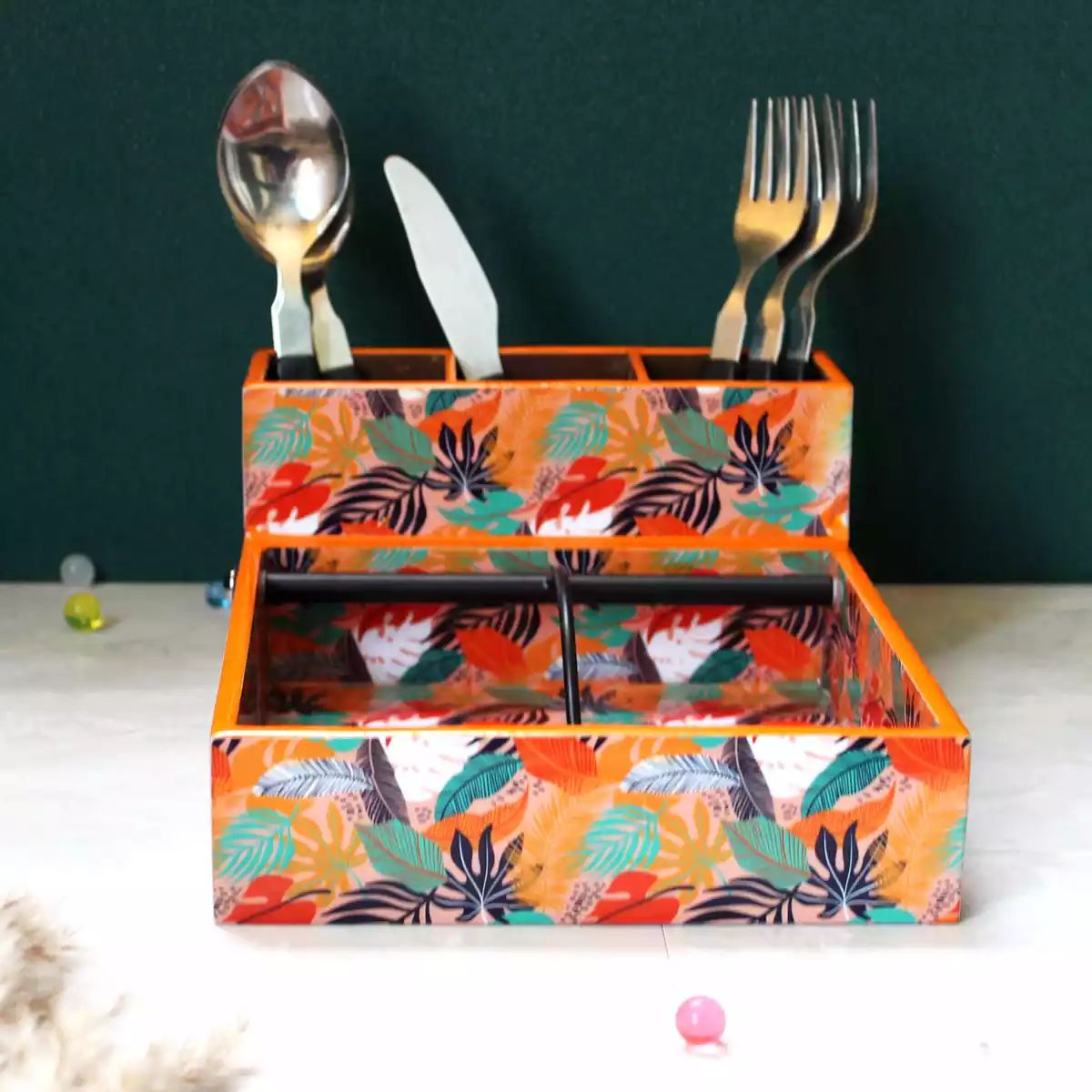 Orange Bloom Cutlery Caddy - Table Organisers Collection
